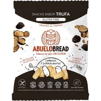 Snacks de pan con sabor a trufa con aceite de oliva virgen extra, sin gluten y sin lactosa bolsa 50 g apto para veganos - Abuelobread