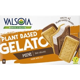 Mini sandwich de helado vegano de soja dúo sin lactosa 8 unidades envase 320 g - Valsoia