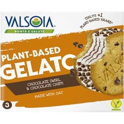 Helado vegano con avena y chips de chocolate sin lactosa 3 unidades estuche 270 g - Valsoia
