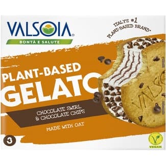 Helado vegano con avena y chips de chocolate sin lactosa 3 unidades estuche 270 g - Valsoia