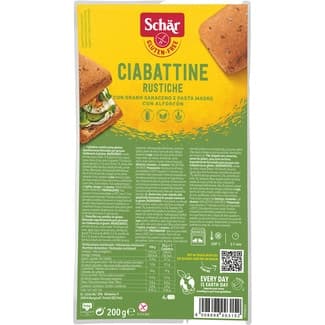 Ciabattine Rustiche panecillos con trigo sarraceno y masa madre sin gluten y sin lactosa envase 200 g - Schar