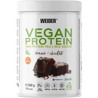 Vegan Protein de guisante y arroz sabor brownie chocolate sin lactosa y sin gluten envase 540 g - Weider