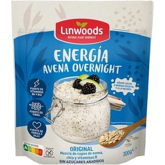 Energía avena Overnight copos de avena, chía y vitaminas sin gluten envase 300 g - Linwoods