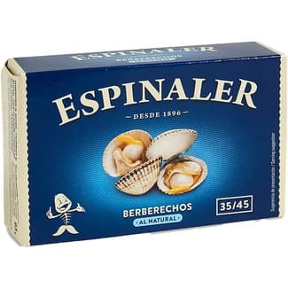 Berberechos al natural 35-45 piezas lata 63 g neto escurrido - Espinaler