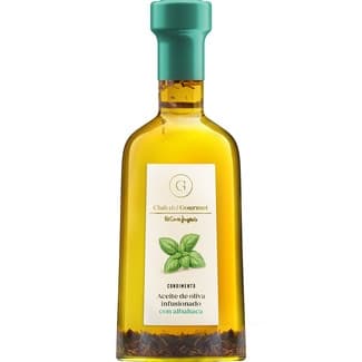 Condimento de aceite de oliva infusionado con albahaca botella 250 ml - Club Del Gourmet