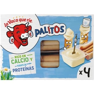 Palitos crema de queso natural con palitos de pan para mojar pack 4 tarrinas caja 140 g - La Vaca Que Rie