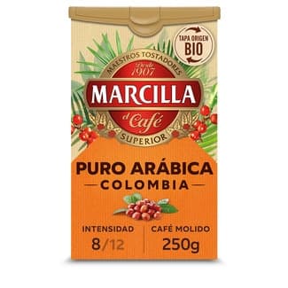 Café molido natural Colombia puro arábica intensidad 8 paquete 200 g - Marcilla