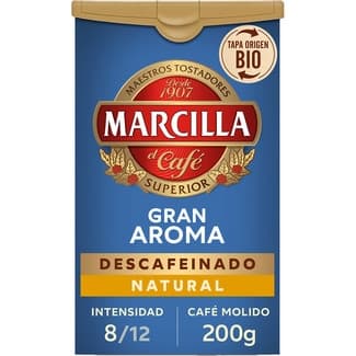 Café descafeinado molido natural intensidad 8 paquete 200 g - Marcilla