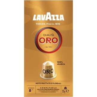 Café molido natural Qualitá Oro 100% Arábica intensidad 8 estuche 10 cápsulas compatibles con máquinas Nespresso - Lavazza