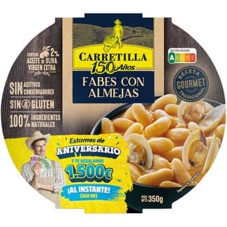 Fabes con almejas Gourmet receta tradicional sin gluten bol 350 g - Carretilla