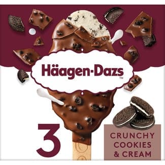 Helado crunchy cookies & cream 3 unidades estuche 240 ml - Haagen-dazs