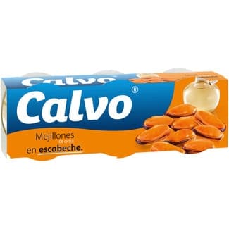 Mejillones en escabeche de Chile pack 3 latas 120 g neto escurrido - Calvo