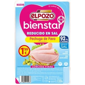 BienStar pechuga de pavo bajo en grasa reducido en sal en lonchas finas sobre 130 g sin gluten sin lactosa