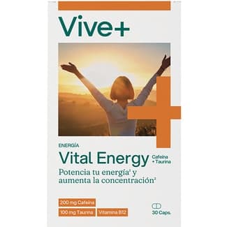 Cafeína + taurina + vitamina B12 envase 30 cápsulas - Vive+