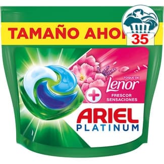 Detergente cápsulas + toque de Lenor Frescor Sensaciones Todo en 1 Pods bolsa 35 cápsulas - Ariel