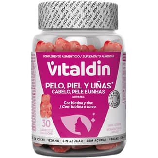 Gominolas con biotina y colágeno sabor cítricos para pelo y piel sin azúcar y vegano bote 30 unidades - Vitaldin