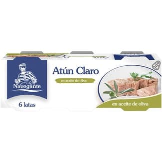 Atún claro en aceite de oliva pack 6 latas 52 g neto escurrido - Navegante