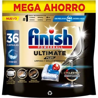Detergente lavavajillas Powerball Ultimate Plus Fresh bolsa 36 cápsulas - Finish