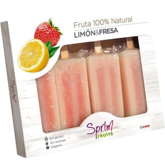 Helado de fruta 100% natural limón&fresa 4 unidades sin gluten sin lactosa caja 300 ml - Sprim Fruits