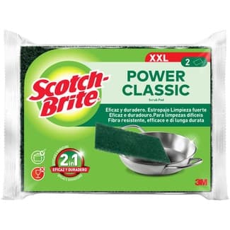 Estropajo fibra verde Powe Classic eficaz y duradero tamaño XXL paquete 2 unidades - Scotch Brite