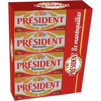 Mantequilla francesa en porciones 8 unidades estuche 80 g - President