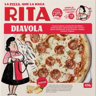 Diavola pizza con crema de quesos estuche 470 g - Guapizzima