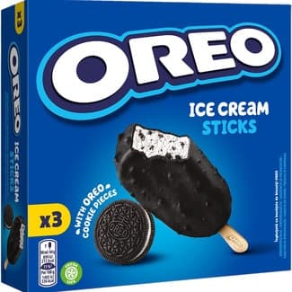 Helado bombón sabor vainilla con trozos de galleta al cacao 3 unidades estuche 270 ml - Oreo