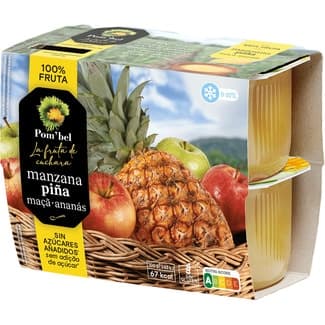 Compota de manzana y piña 100% fruta sin gluten pack 4 tarrinas 100 g - Pom'bel