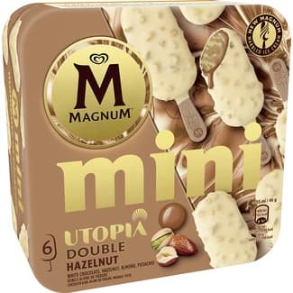 Helado Mini Double Utopía de chocolate blanco con avellanas, pistachos y almendras estuche 330 ml 6 unidades - Magnum