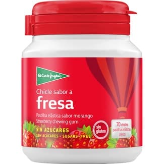 Chicles con sabor a fresa sin azúcar y sin gluten 50 unidades bote 100 g - El Corte Ingles