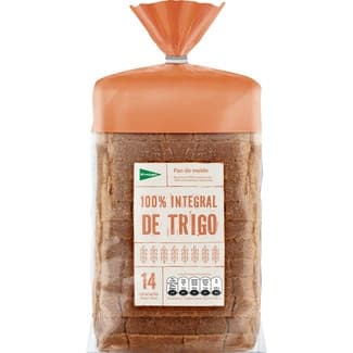 Pan de molde 100% integral con corteza 18 rebanadas bolsa 460 g - El Corte Ingles