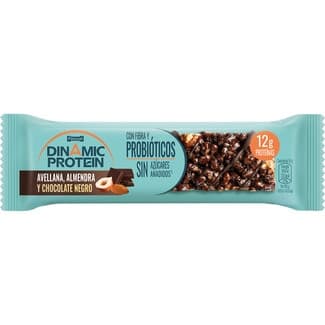 Barrita de proteínas de chocolate negro con frutos secos y probióticos unidad 50 g sin azúcares añadidos - Dinamic Protein Pascual