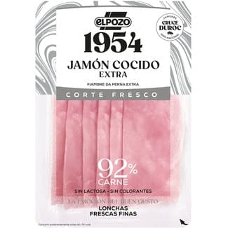 Edición 1954 Corte Fresco jamón cocido extra raza Duroc en lonchas finas envase 120 g sin gluten sin lactosa - Elpozo