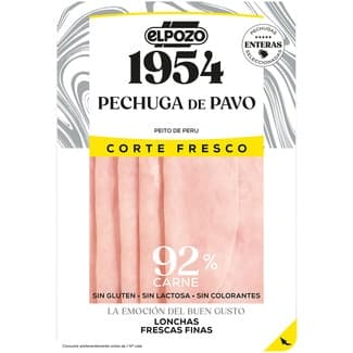 Edición 1954 Corte Fresco pechuga de pavo en lonchas finas sin gluten sin lactosa envase 120 g - Elpozo