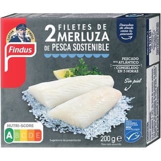 Filetes de merluza sin piel de pesca sostenible 2 piezas estuche 200 g neto escurrido - Findus