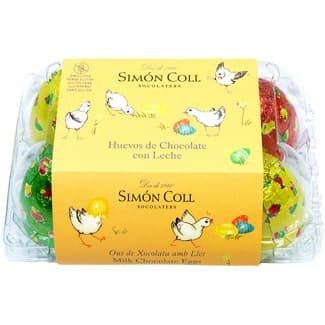 Huevera con 6 huevos de chocolate con leche de Pascua estuche 150 g - Simon Coll