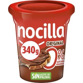 Crema de cacao y avellanas original sin gluten 0% azúcares y sin aceite de palma tarrina 340 g - Nocilla