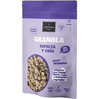 Granolas de avena y espelta con chía ecológicas y veganas 30% - azúcares bolsa 275 g - 4 Hectareas
