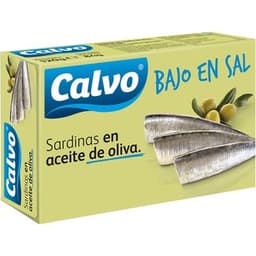Sardinas en aceite de oliva bajas en sal lata 81 g neto escurrido - Calvo