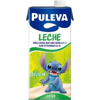 Leche semidesnatada Disney Pixar más ligera que una semi 1% materia grasa y vitaminas A+D brik 1 l - Puleva