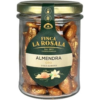Almendras dulces tostadas bañadas en oro sin gluten y sin lactosa tarro 90 g - Finca La Rosala