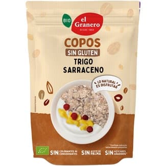 Bio copos de trigo sarraceno de cultivo ecológico sin gluten, sin azúcares añadidos bolsa 450 g sin aceite de palma - El Granero