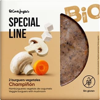 Bio hamburguesa vegetal de champiñones sin gluten ecológica 2 x100g envase 200 g - Special Line El Corte Ingles