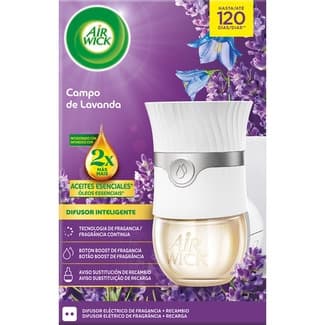 Ambientador eléctrico difusor inteligente Campo de Lavanda con aceites esenciales aparato + recambio - Air Wick