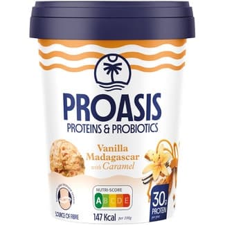 Helado proteico y con probióticos vainilla de madagascar con caramelo tarrina 500 ml - Proasis