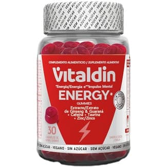 Energía e impulso mental con extracto de ginseng & guaraná bote 30 caramelos de goma - Vitaldin