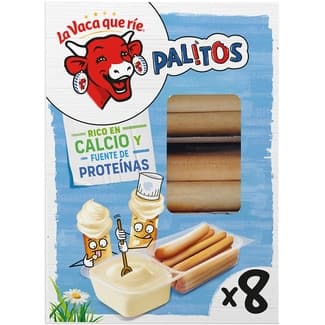 Palitos crema de queso natural con palitos de pan para mojar pack 8 tarrinas caja 280 g - La Vaca Que Rie
