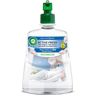 Ambientador automático difusor Active Fresh Ropa Limpia con Flor con aceites esenciales recambio - Air Wick