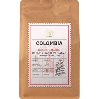 Café Descafeinado en grano 100% arábica de tueste natural origen Colombia envase 250 g - Club Del Gourmet