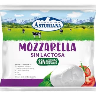 Mozzarella fresca sin lactosa bolsa 125 g neto escurrido - Asturiana